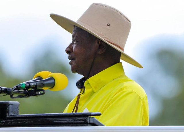 Museveni addressing a rally