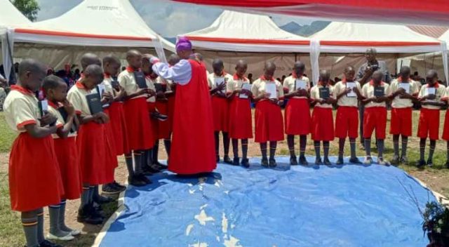 Zoreka confirming pupils of Kirima Great Stewards Primary School