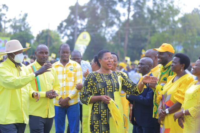 President Yoweri Kaguta arrives at Katoosa Primary School in Kyenjojo District