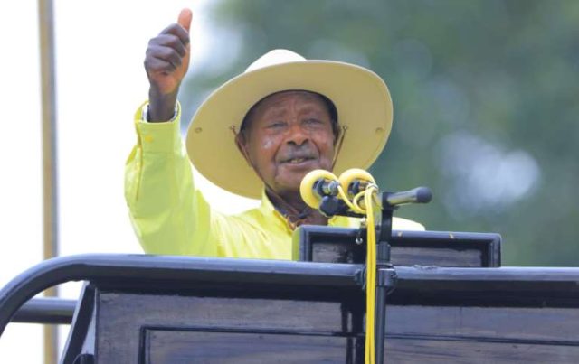 President Yoweri Kaguta Museveni campaigning at St Leo's College Playgrounds in Fort Portal City