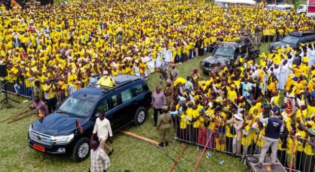 Thousands of NRM supporters received President Yoweri Kaguta Museveni