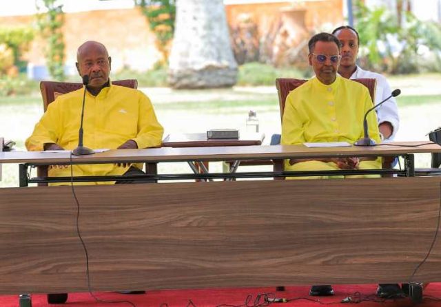 Museveni together with the First Lady Maama Janet Kataha Museveni at the function