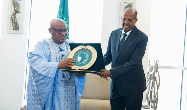 Ali Youssouf bids farewell to outgoing AU Chief of Staff Ambassador Mohamed El-Amine Souef
