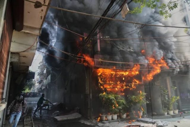 building where a total of 21 people died in New Delhi in India