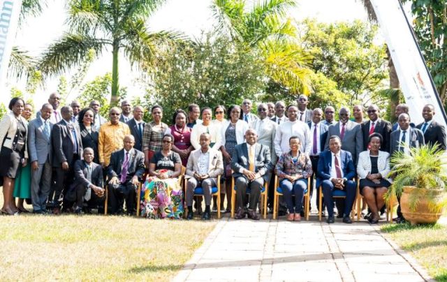 Baryomunsi & ministry officials attending a retreat at Hotel 360 in Ndejje