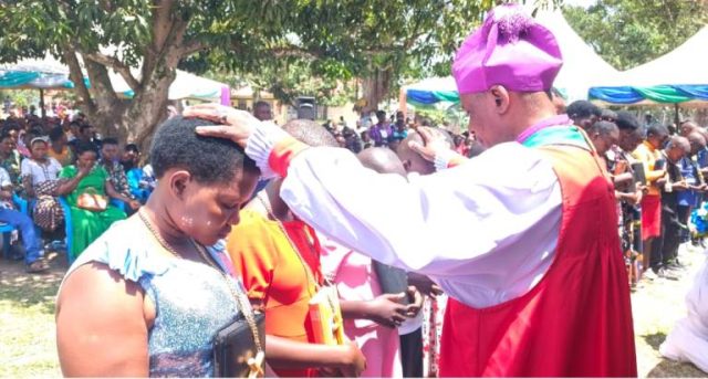 Zoreka confirming christians at St Luke Rushaka Church of Uganda