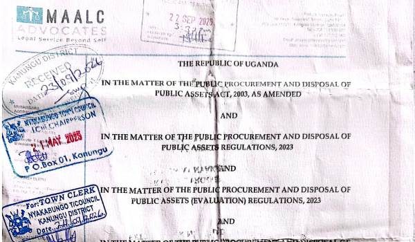 Nyakabungo Town Council challenge Kanungu District Contracts Committee over Tender Award