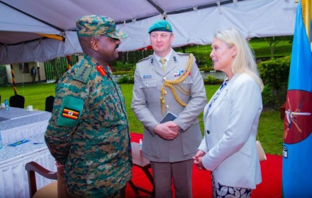 Kainerugaba meeting the British High Commissioner to Uganda Her Excellency Lisa Chesney